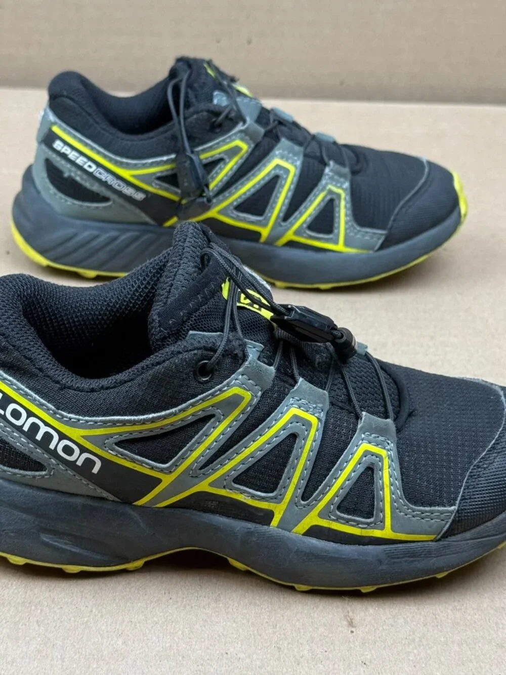 Kids' Salomon Speedcross Trail Running Shoes Black Yellow Size 13K